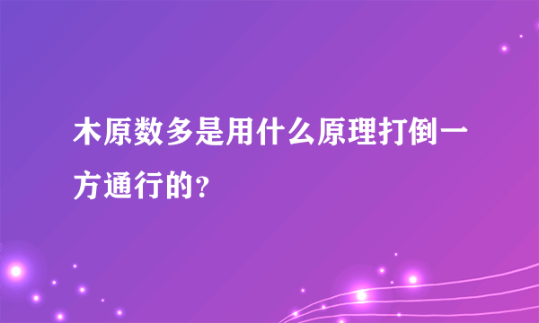 木原数多是用什么原理打倒一方通行的？