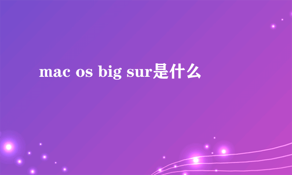 mac os big sur是什么