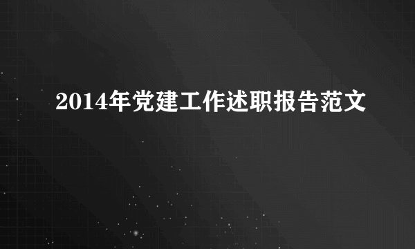 2014年党建工作述职报告范文