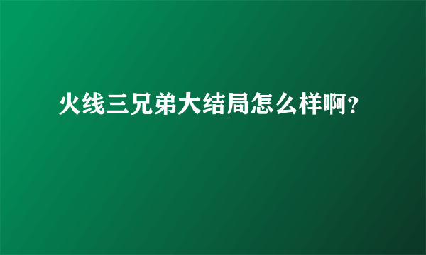 火线三兄弟大结局怎么样啊？