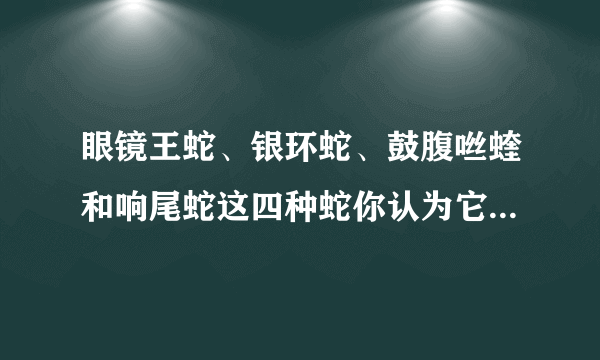 眼镜王蛇、银环蛇、鼓腹咝蝰和响尾蛇这四种蛇你认为它们的毒性从高到低是什么顺序呢？