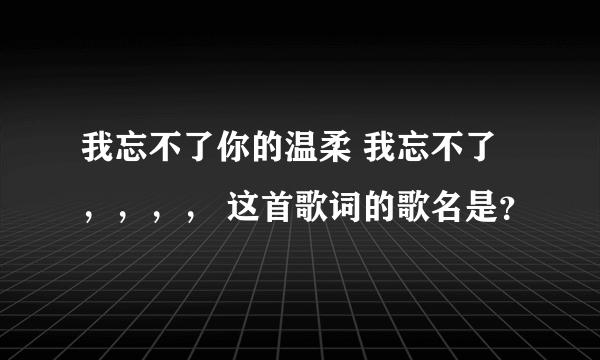 我忘不了你的温柔 我忘不了，，，， 这首歌词的歌名是？