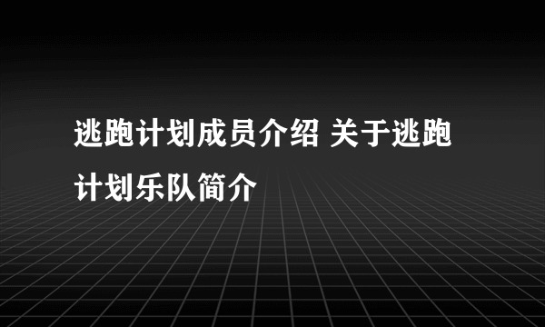 逃跑计划成员介绍 关于逃跑计划乐队简介