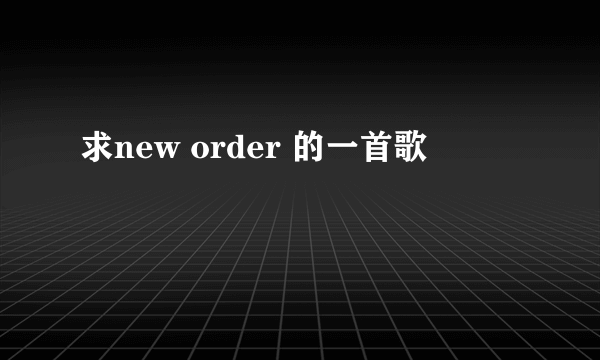 求new order 的一首歌