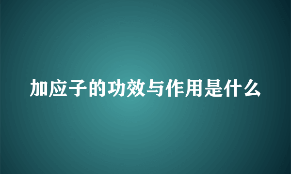 加应子的功效与作用是什么