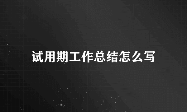 试用期工作总结怎么写