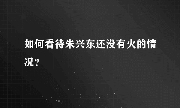 如何看待朱兴东还没有火的情况？