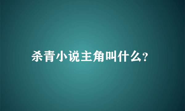 杀青小说主角叫什么？