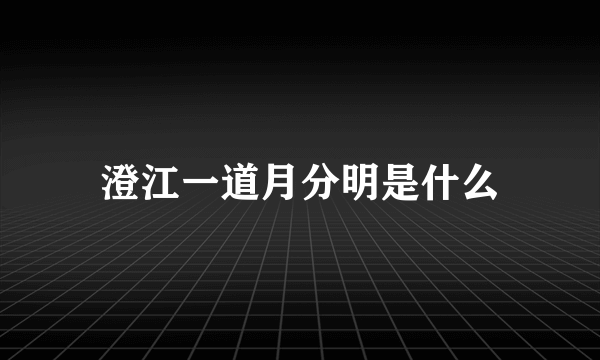 澄江一道月分明是什么