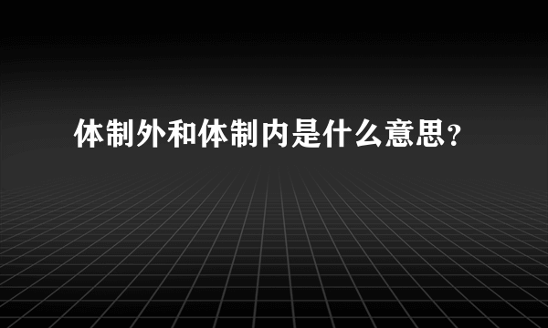 体制外和体制内是什么意思？