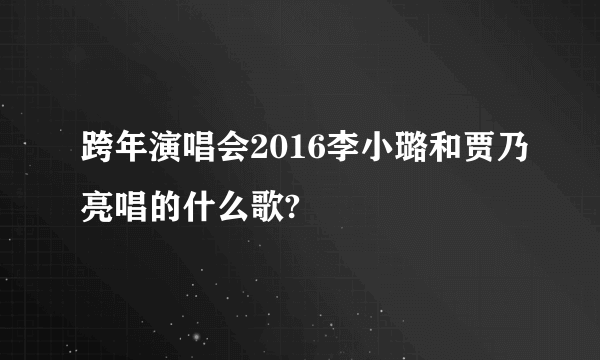 跨年演唱会2016李小璐和贾乃亮唱的什么歌?