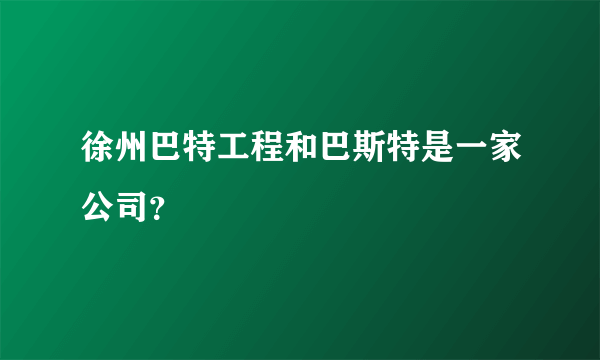 徐州巴特工程和巴斯特是一家公司？