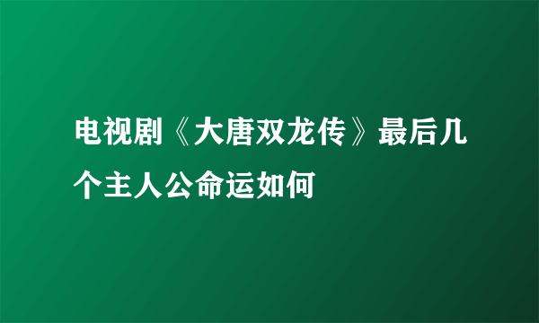 电视剧《大唐双龙传》最后几个主人公命运如何