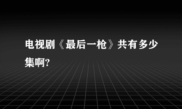 电视剧《最后一枪》共有多少集啊?