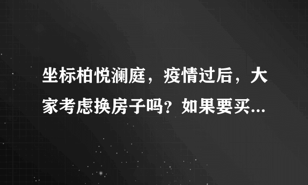 坐标柏悦澜庭，疫情过后，大家考虑换房子吗？如果要买房应该考虑哪些因素？