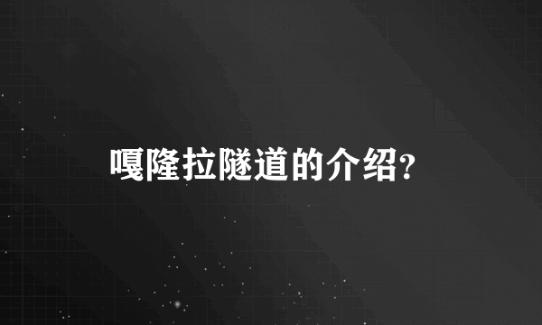 嘎隆拉隧道的介绍？