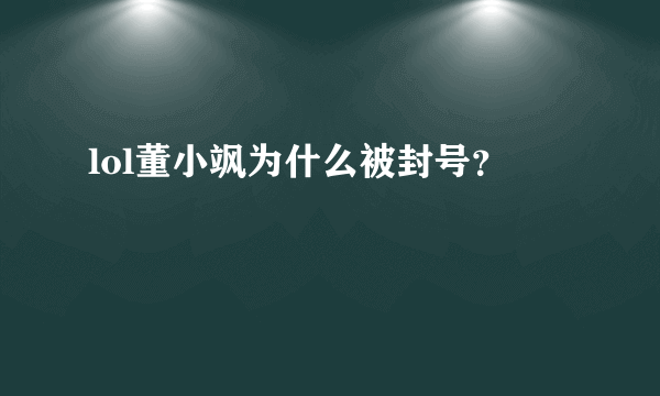 lol董小飒为什么被封号？