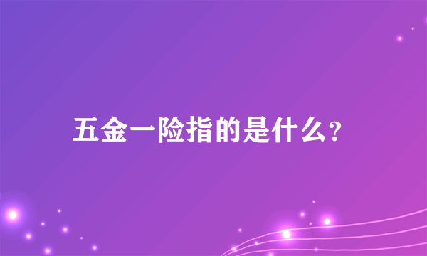 五金一险指的是什么？