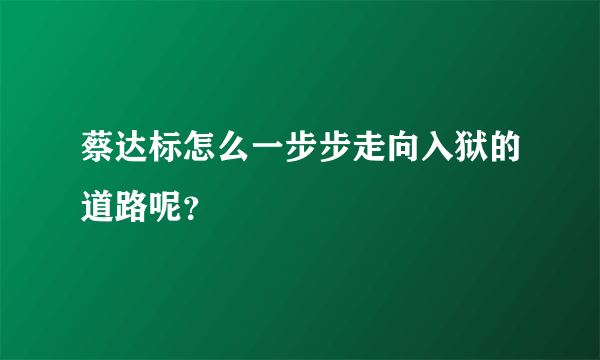 蔡达标怎么一步步走向入狱的道路呢？