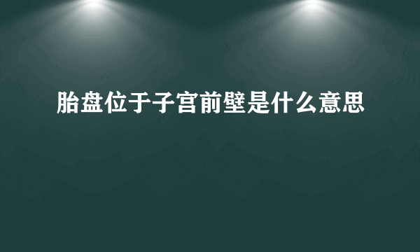 胎盘位于子宫前壁是什么意思