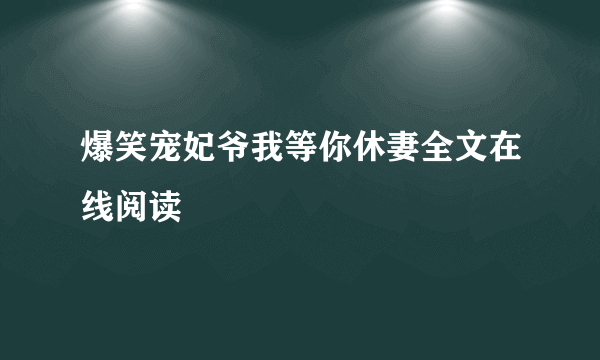 爆笑宠妃爷我等你休妻全文在线阅读