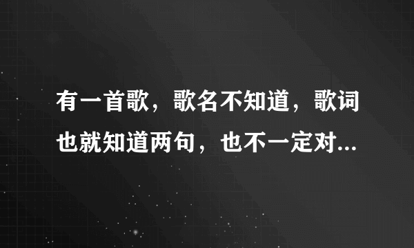 有一首歌，歌名不知道，歌词也就知道两句，也不一定对，只会哼。歌词...