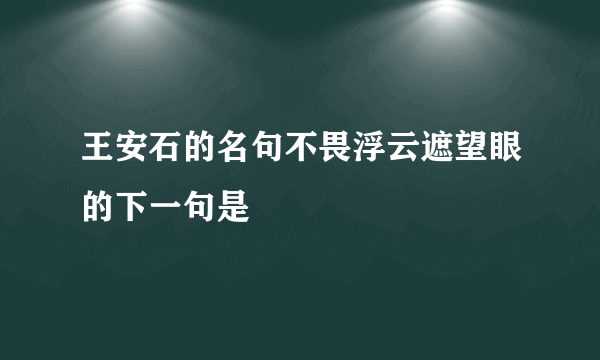 王安石的名句不畏浮云遮望眼的下一句是