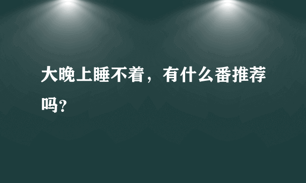 大晚上睡不着，有什么番推荐吗？