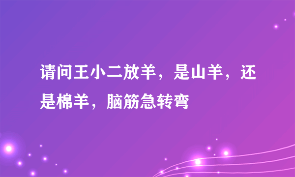 请问王小二放羊，是山羊，还是棉羊，脑筋急转弯