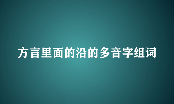 方言里面的沿的多音字组词