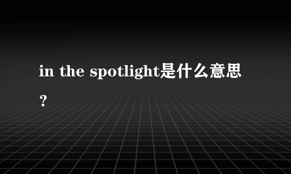 in the spotlight是什么意思？