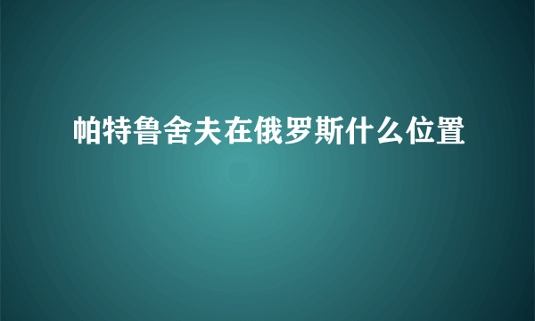 帕特鲁舍夫在俄罗斯什么位置