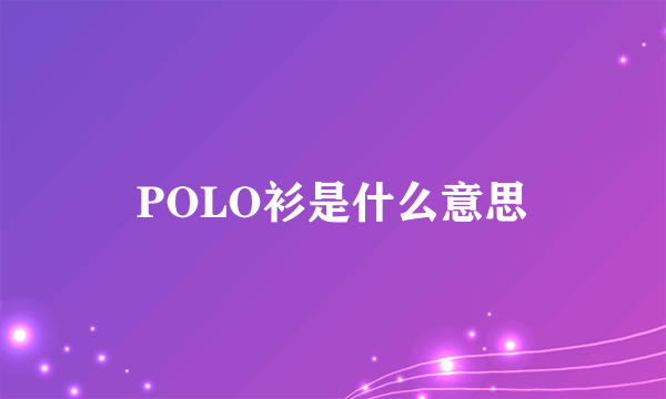 POLO衫是什么意思