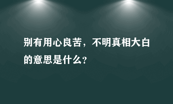 别有用心良苦，不明真相大白的意思是什么？