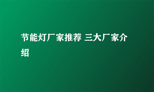 节能灯厂家推荐 三大厂家介绍