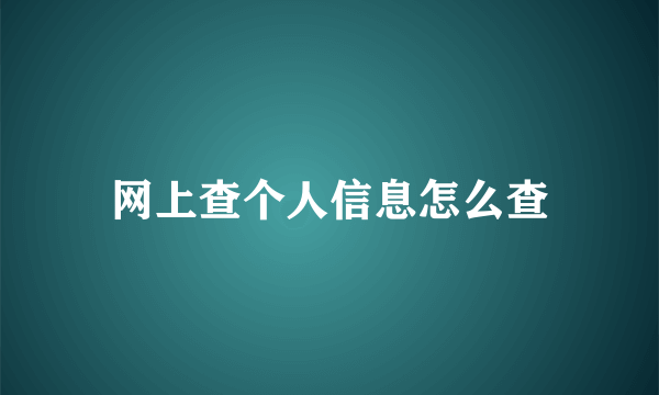 网上查个人信息怎么查