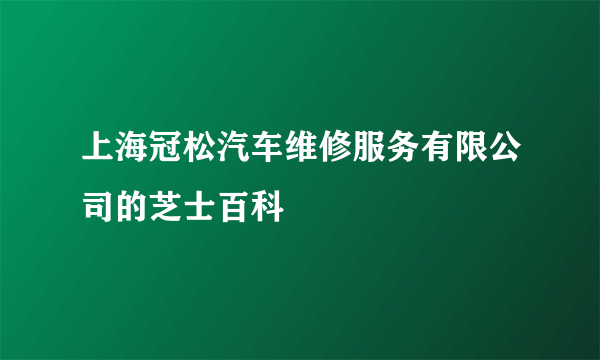 上海冠松汽车维修服务有限公司的芝士百科