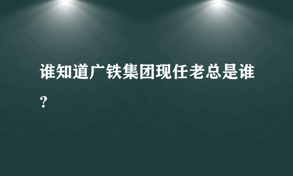 谁知道广铁集团现任老总是谁？