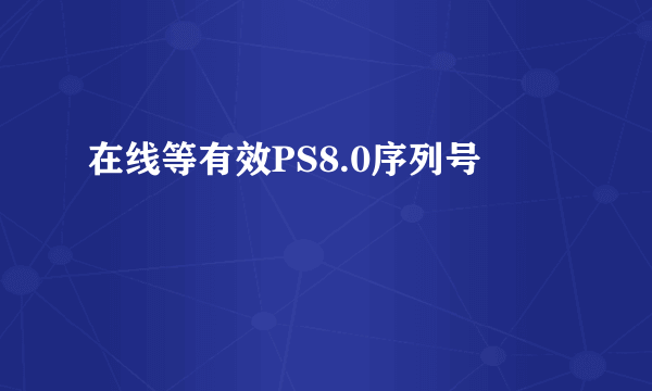 在线等有效PS8.0序列号