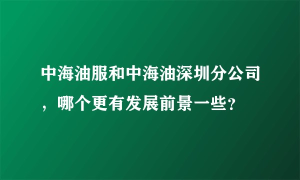 中海油服和中海油深圳分公司，哪个更有发展前景一些？