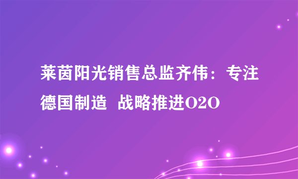 莱茵阳光销售总监齐伟：专注德国制造  战略推进O2O