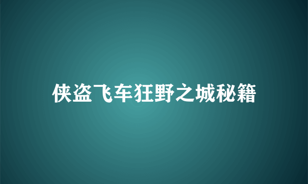 侠盗飞车狂野之城秘籍