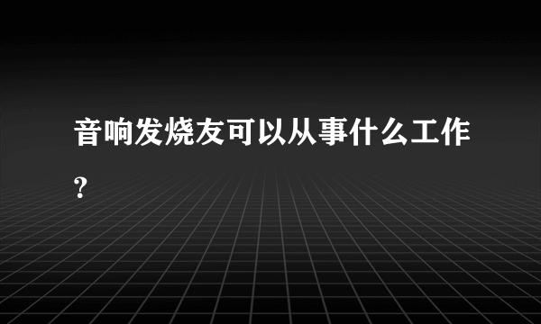 音响发烧友可以从事什么工作？