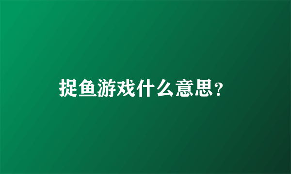 捉鱼游戏什么意思？