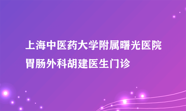 上海中医药大学附属曙光医院胃肠外科胡建医生门诊