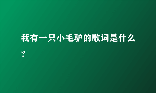 我有一只小毛驴的歌词是什么？