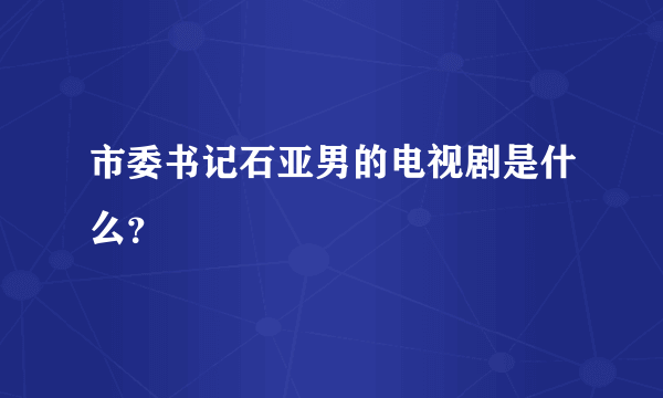 市委书记石亚男的电视剧是什么？