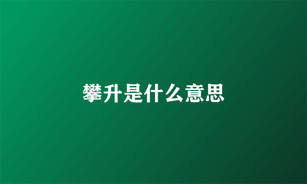 攀升是什么意思