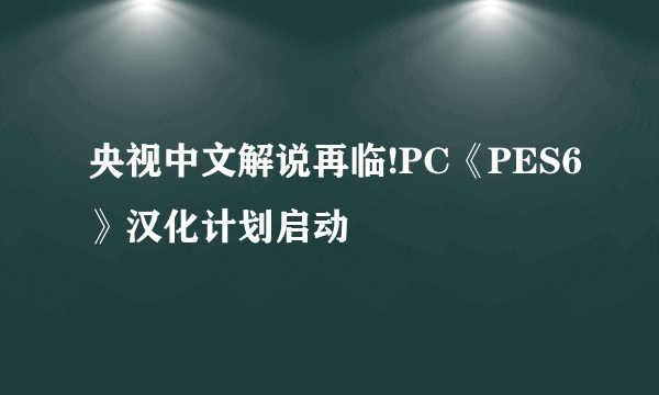 央视中文解说再临!PC《PES6》汉化计划启动