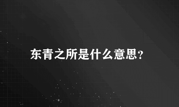 东青之所是什么意思？